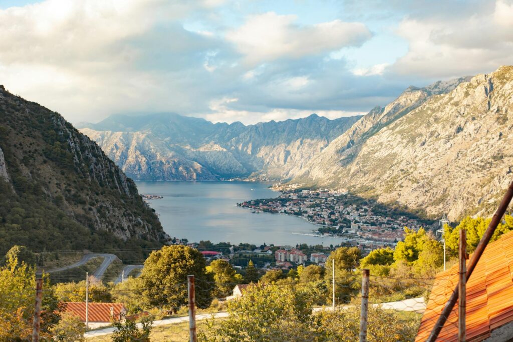 The medieval town of Kotor, Montenegro, with panoramic views of the Bay of Kotor